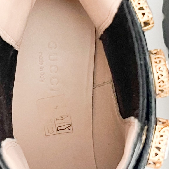 In Stores! Gucci Calfskin Crystal GG Trip Chelsea Ankle Boots - Picture 10 of 11